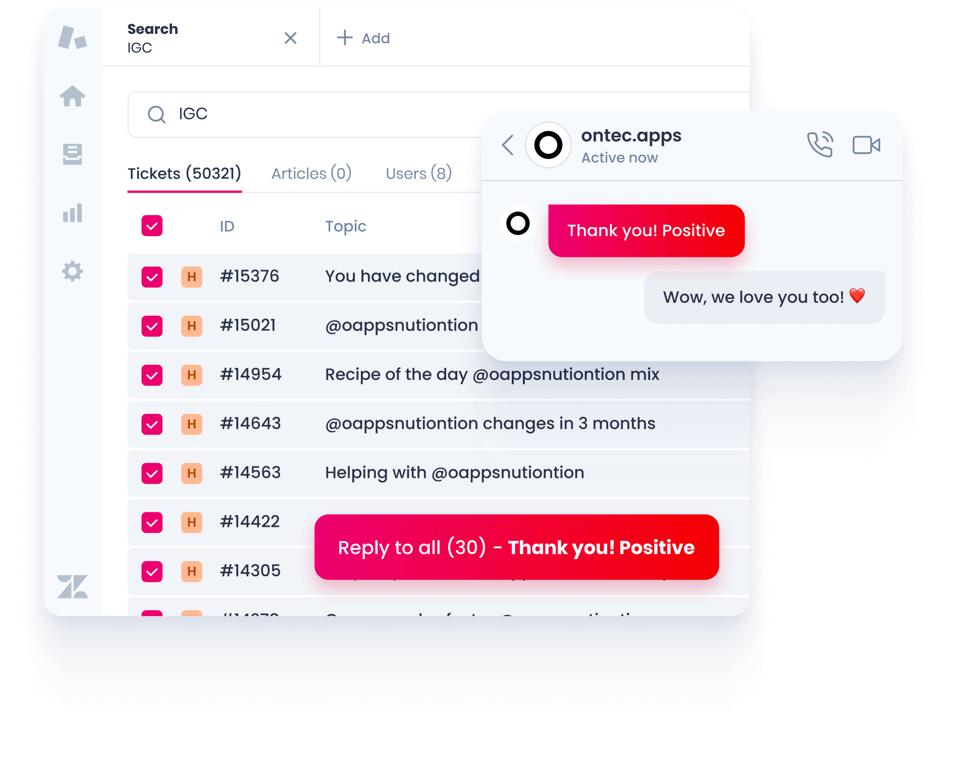 Smart dialog and bulk actions in Zendesk